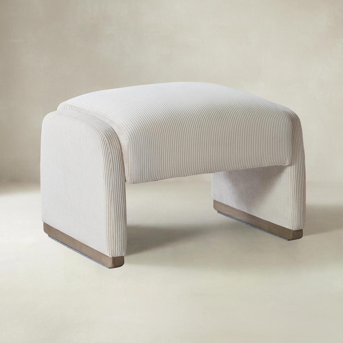Rounded Modern Design Corduroy Ottoman