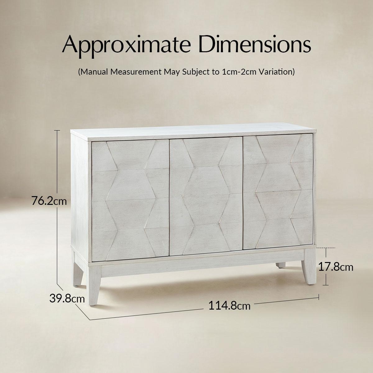 Kamu 115 cm Wide Sideboard with 3 Push-to-Open Doors