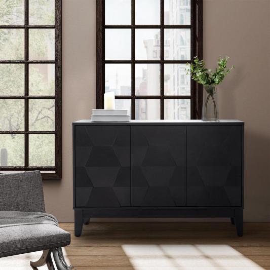 Kamu 115 cm Wide Sideboard with 3 Push-to-Open Doors