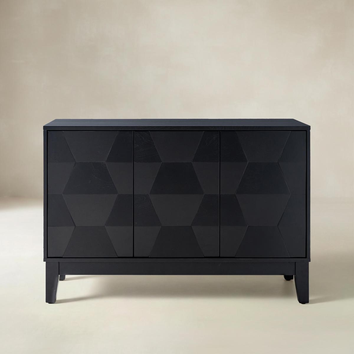 Kamu 115 cm Wide Sideboard with 3 Push-to-Open Doors