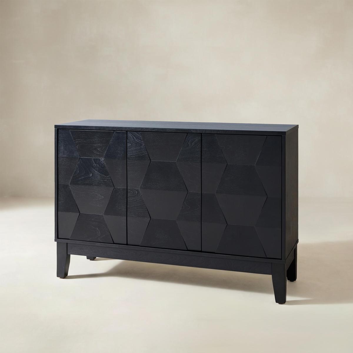 Kamu 115 cm Wide Sideboard with 3 Push-to-Open Doors