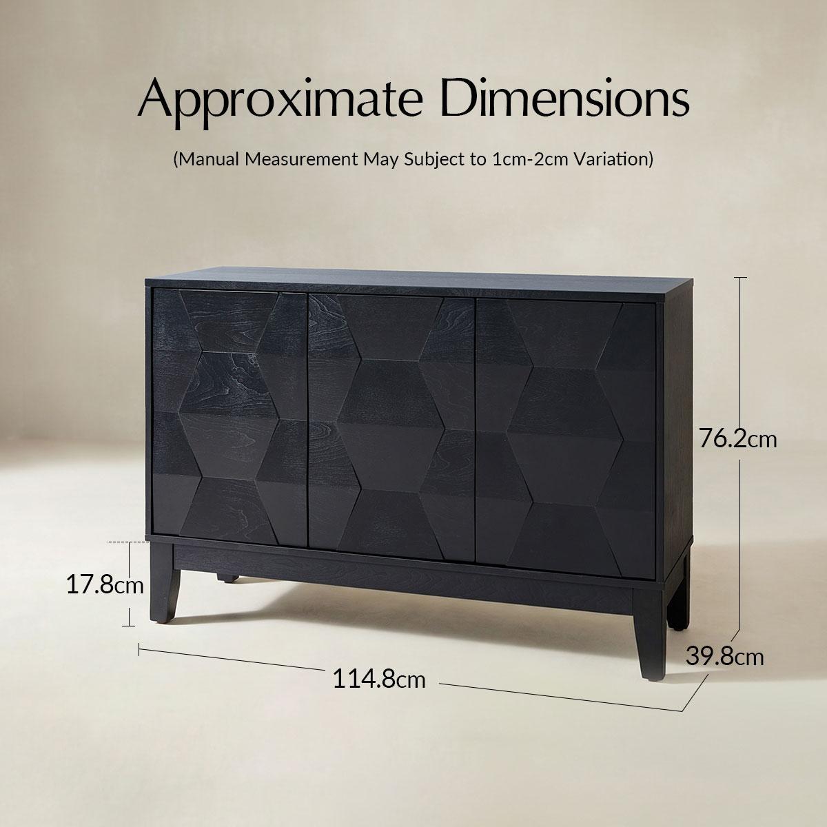 Kamu 115 cm Wide Sideboard with 3 Push-to-Open Doors