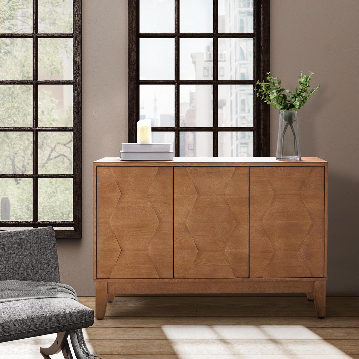 Kamu 115 cm Wide Sideboard with 3 Push-to-Open Doors