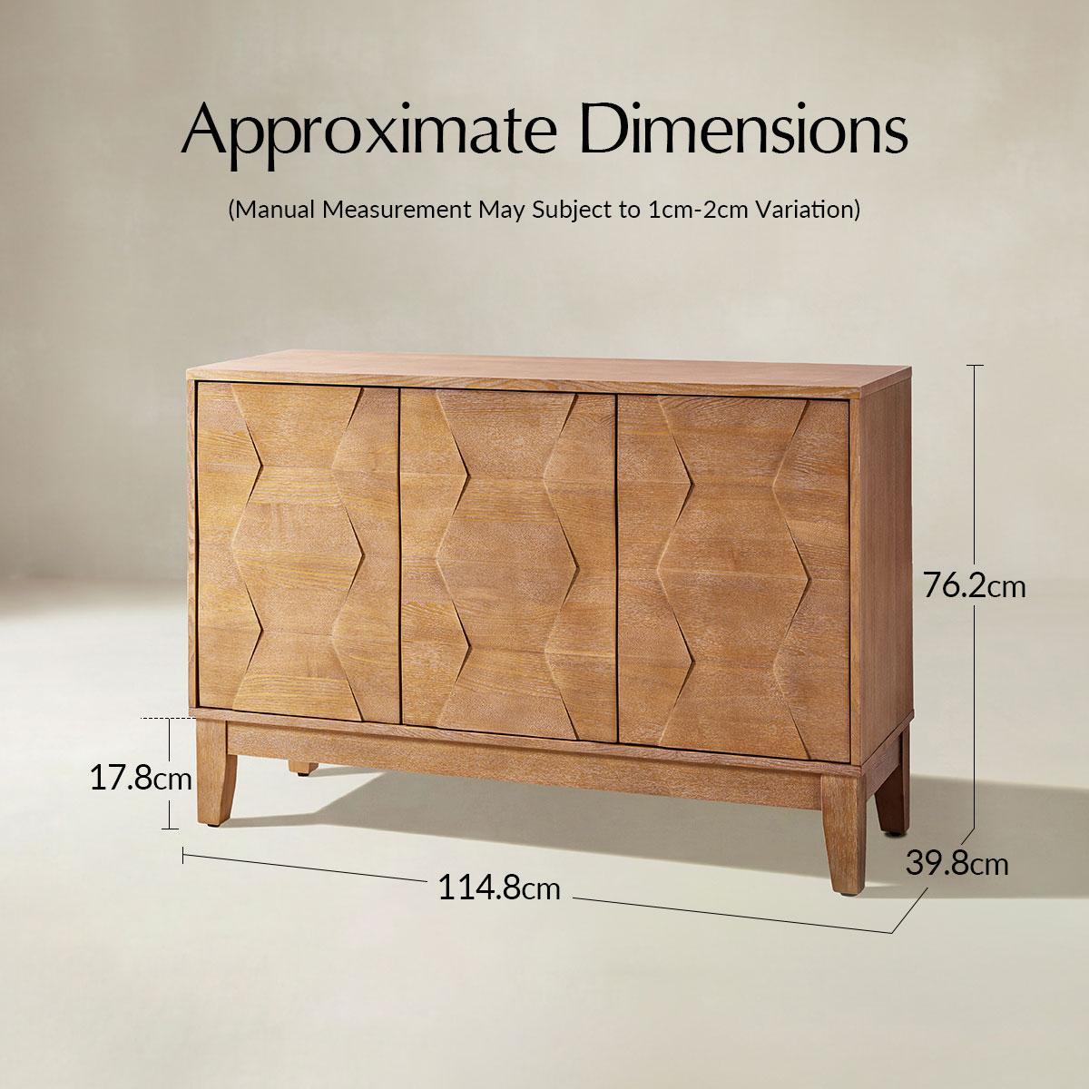 Kamu 115 cm Wide Sideboard with 3 Push-to-Open Doors