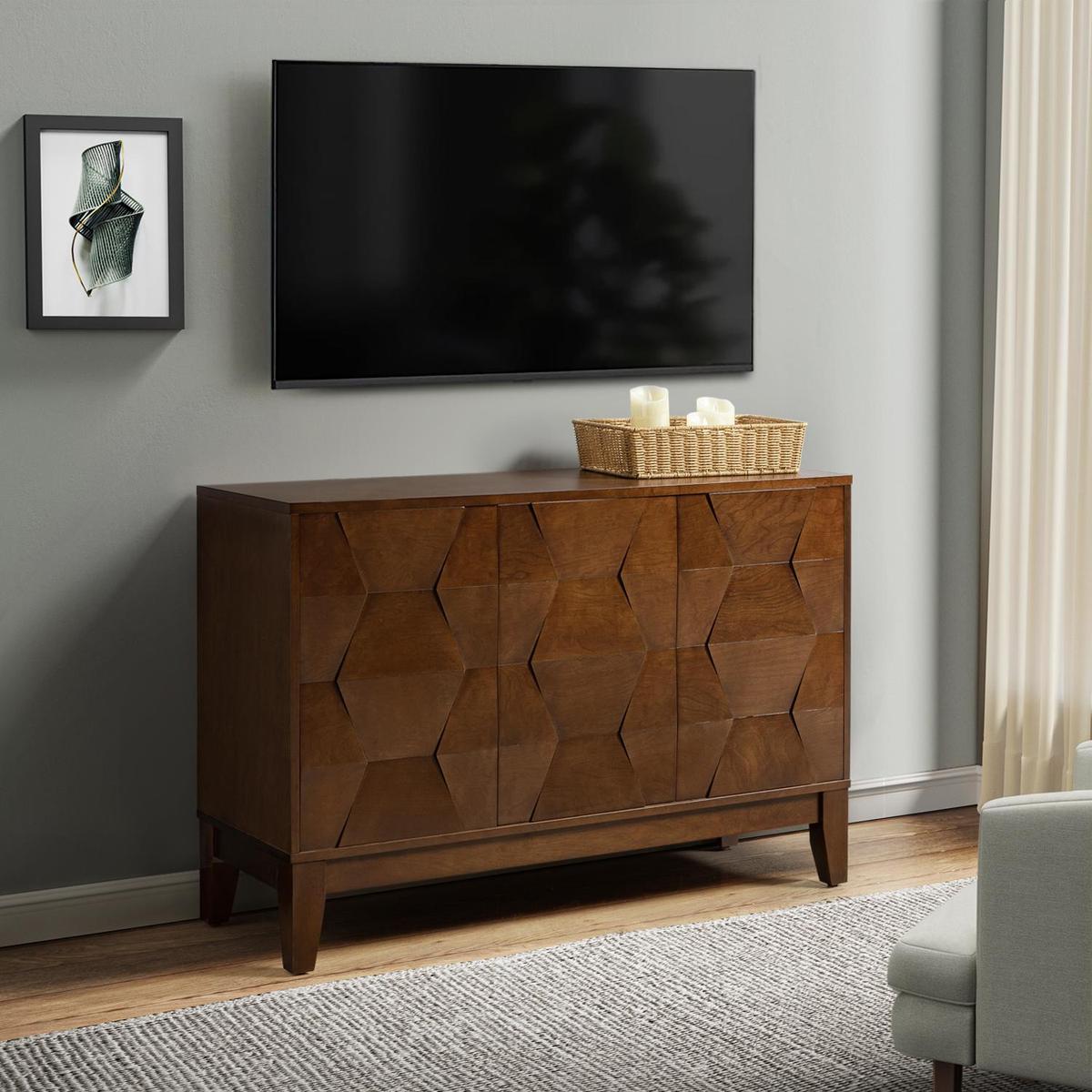 Kamu 115 cm Wide Sideboard with 3 Push-to-Open Doors