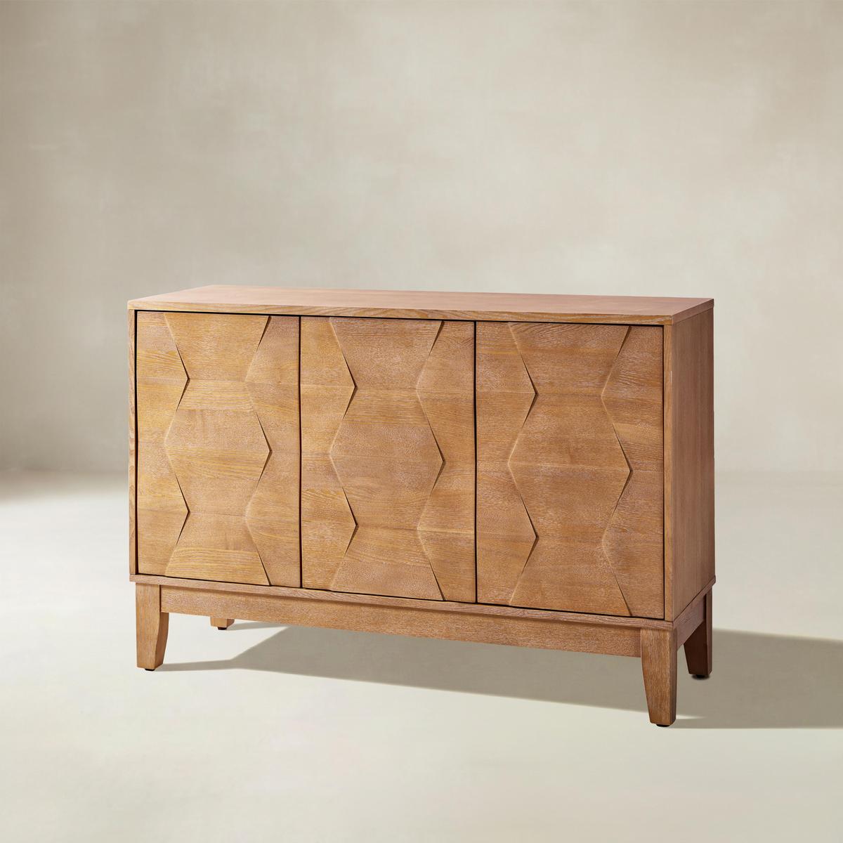Kamu 115 cm Wide Sideboard with 3 Push-to-Open Doors
