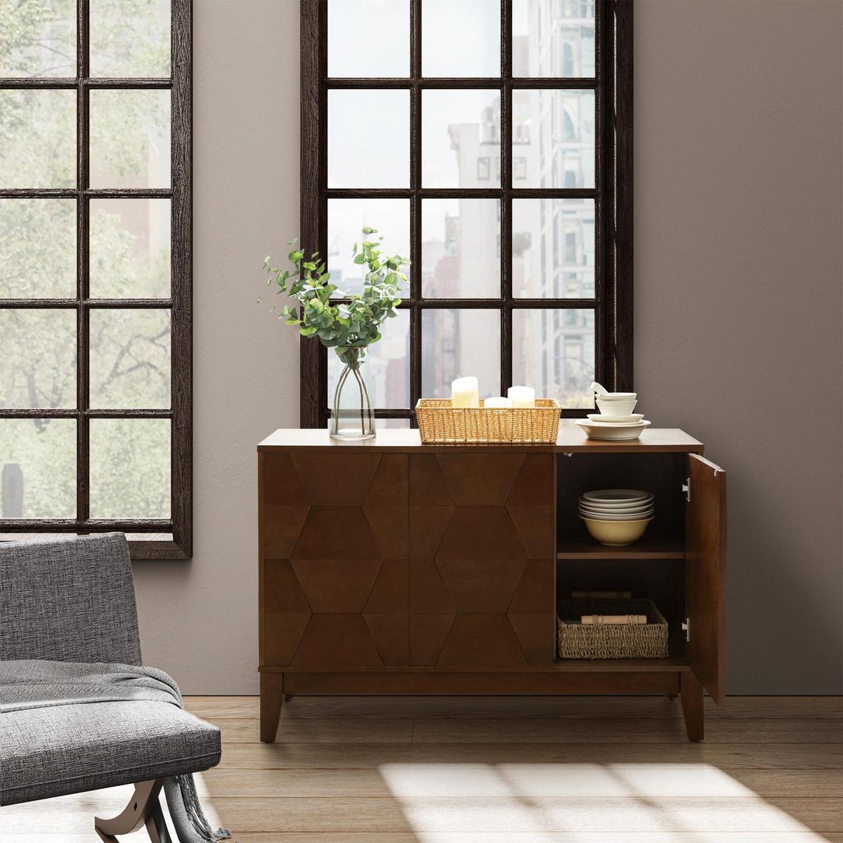 Kamu 115 cm Wide Sideboard with 3 Push-to-Open Doors