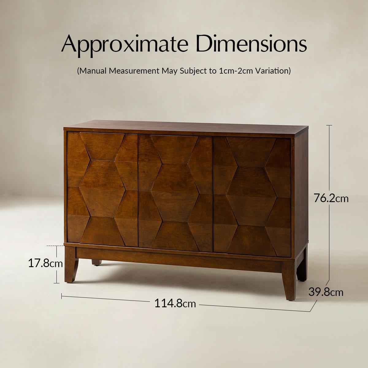 Kamu 115 cm Wide Sideboard with 3 Push-to-Open Doors