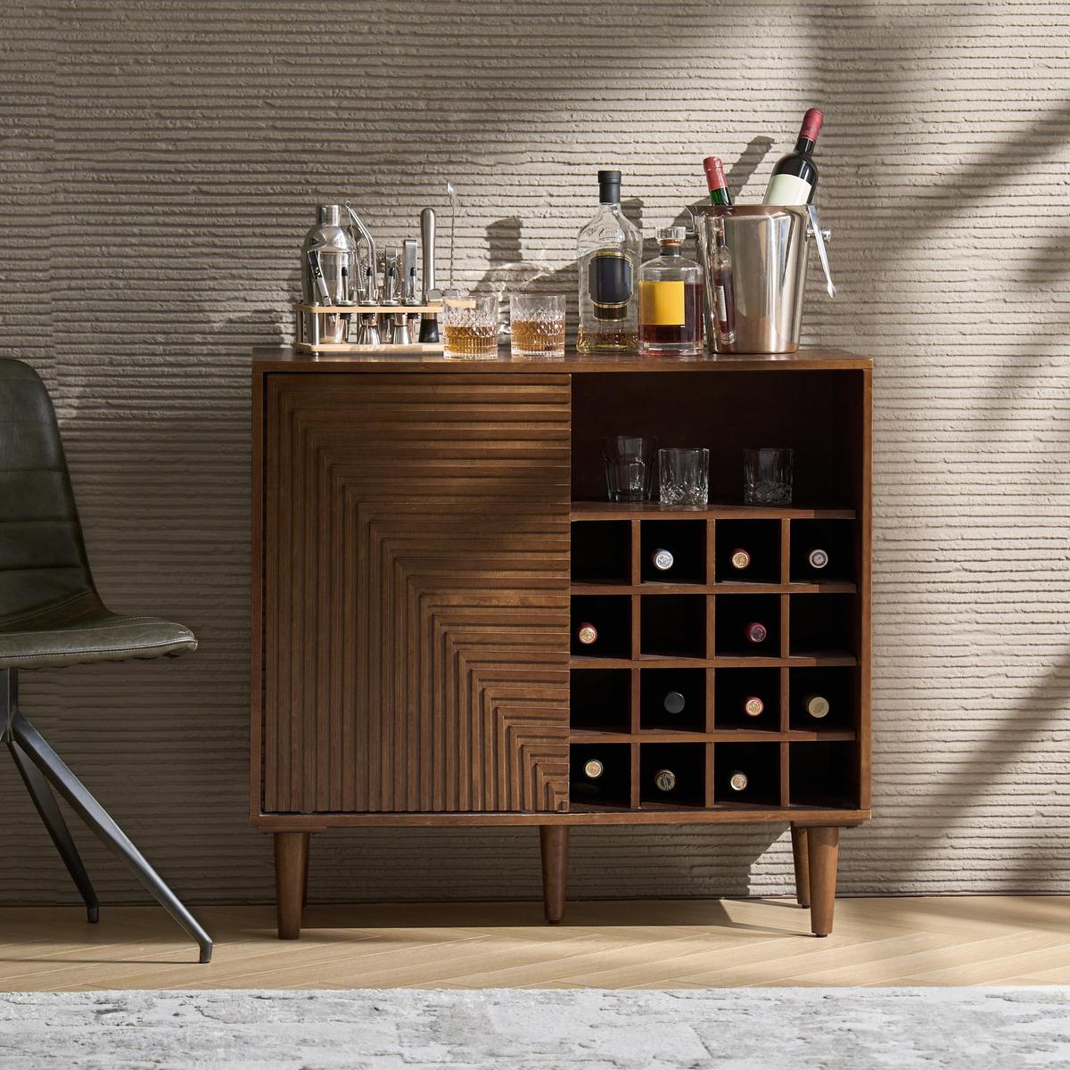 Archie 2 Door Accent Cabinet with Wine Rack and Adjustable Shelf