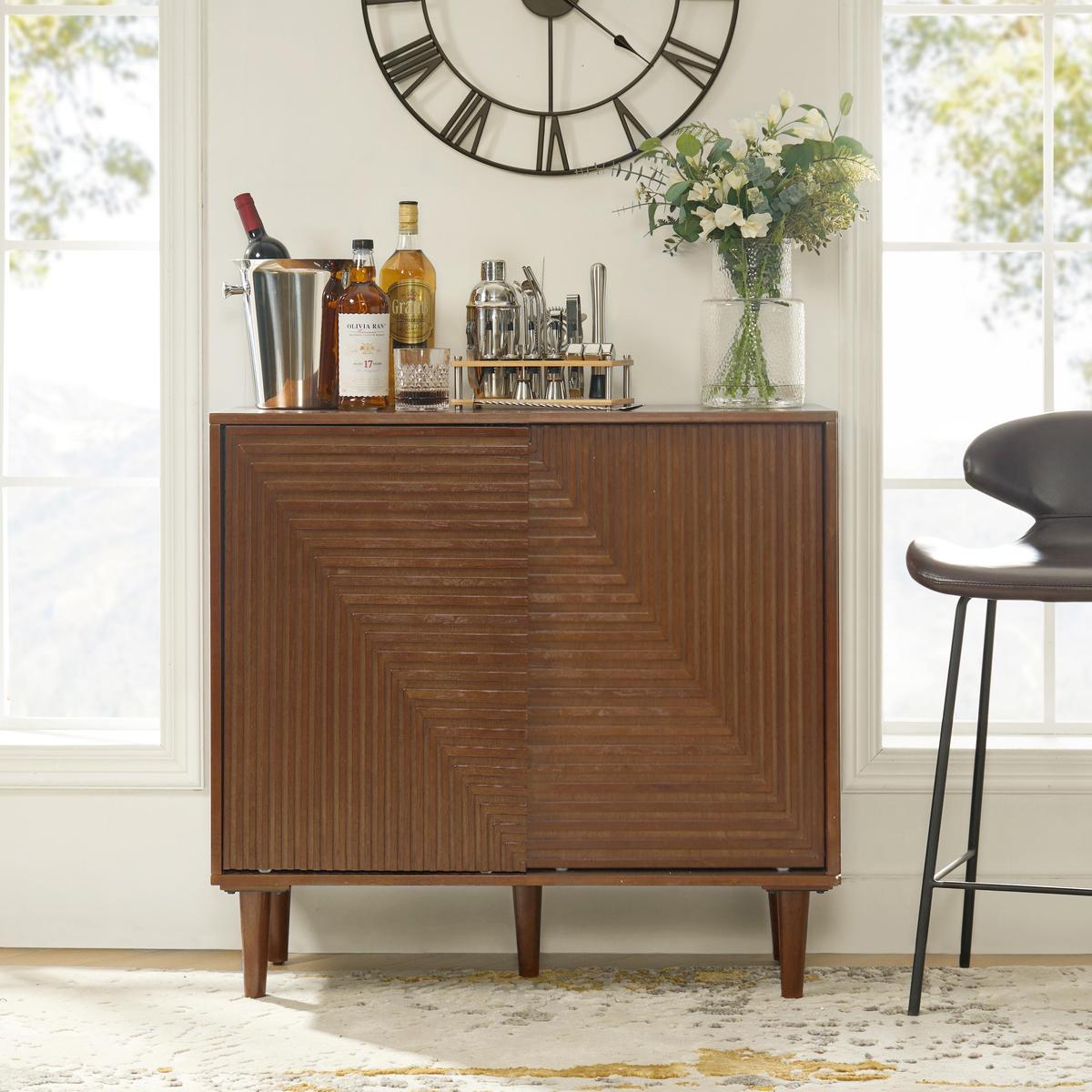 Archie 2 Door Accent Cabinet with Wine Rack and Adjustable Shelf