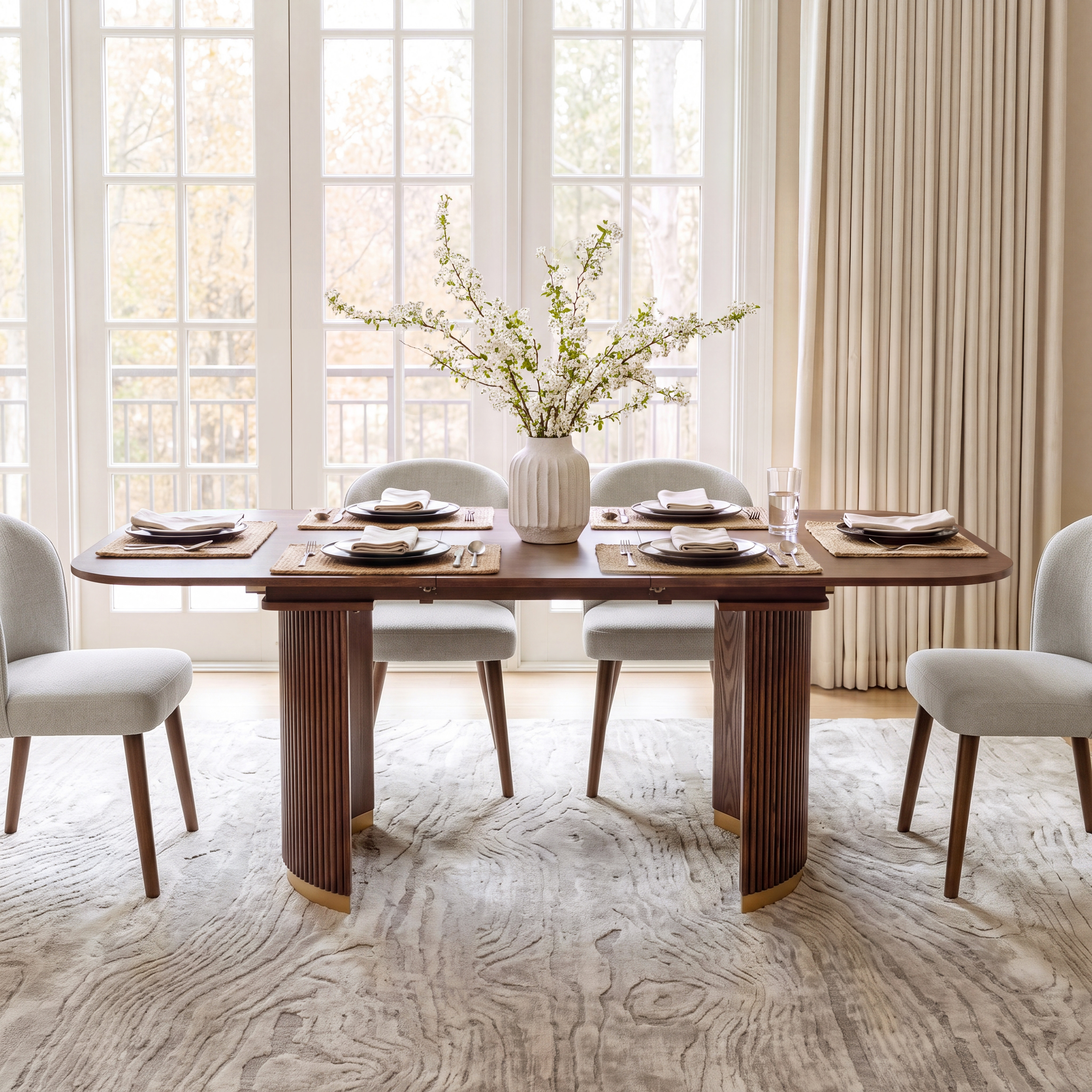 Modern Fluted Extendable Multi-Functional Table