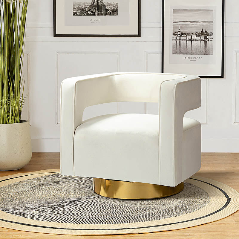Agata Velvet Swivel Barrel Armchair - HULALA HOME