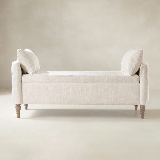 Octavia Upholstered Storage Bench with Turned Wood Legs