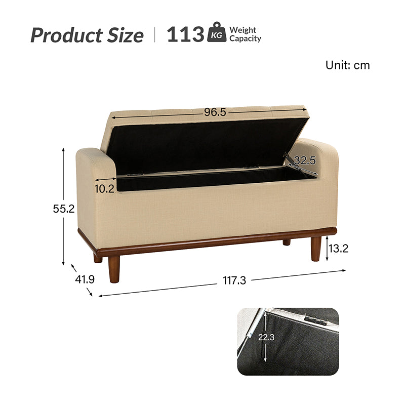 Clover Storage Bench – Tufted Seat with Hidden Organiser Space