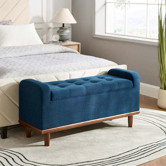 Clover Storage Bench – Tufted Seat with Hidden Organiser Space