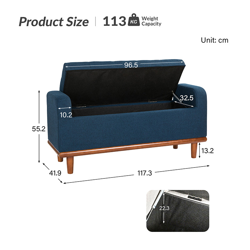 Clover Storage Bench – Tufted Seat with Hidden Organiser Space