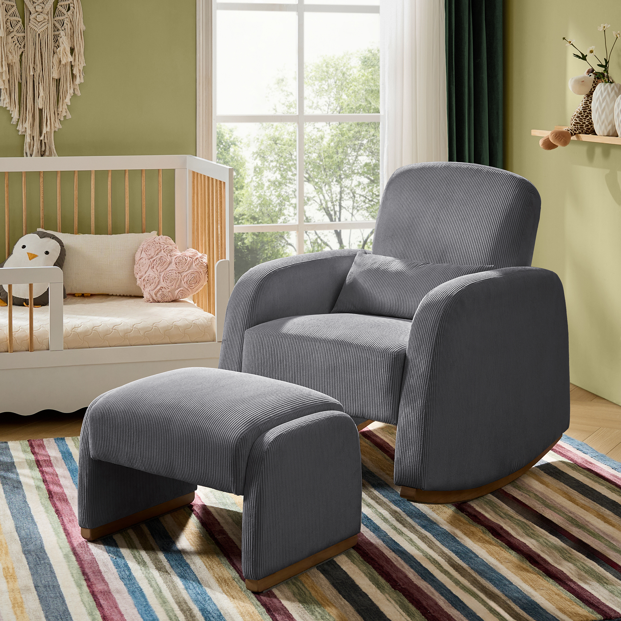 Richard Soft Corduroy Rocking Chair and Ottoman