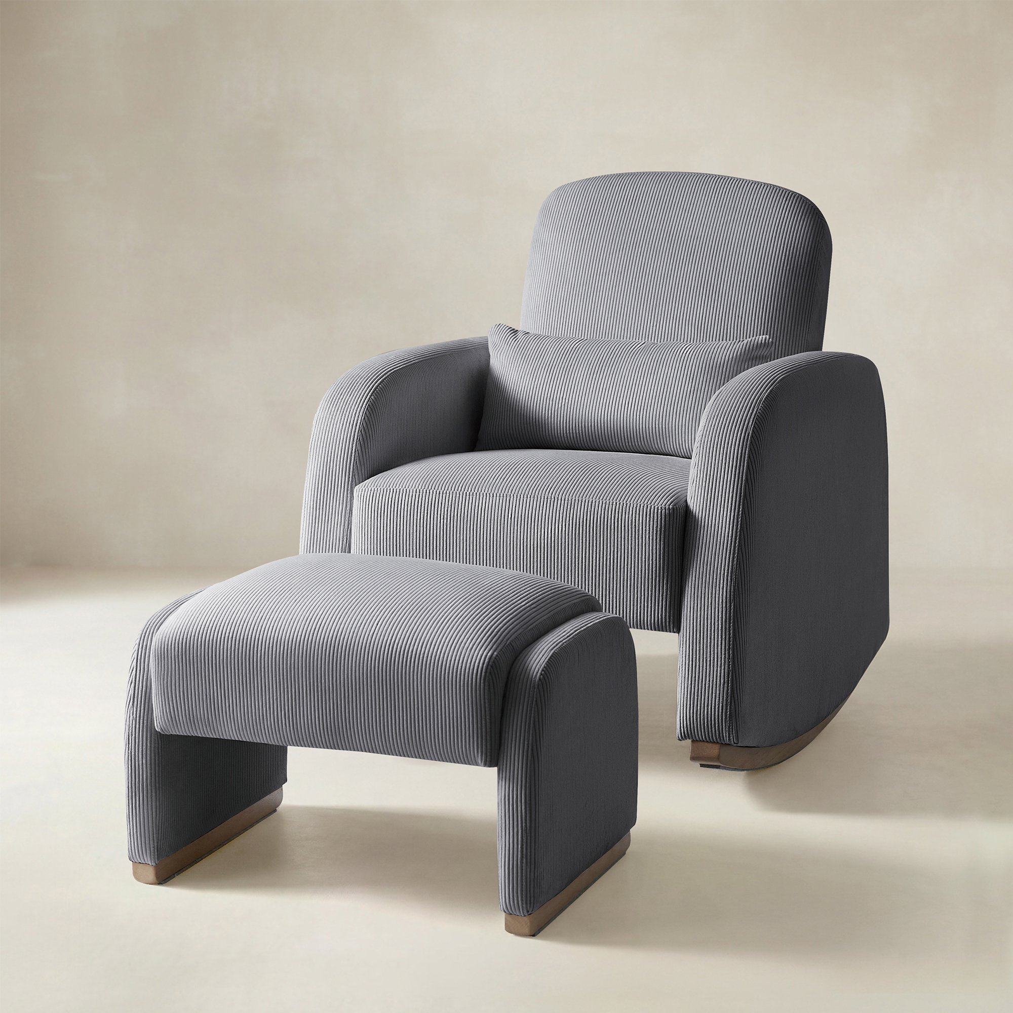 Richard Soft Corduroy Rocking Chair and Ottoman