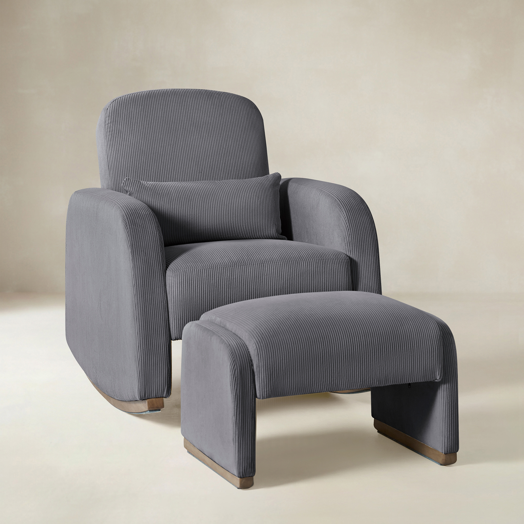 Richard Soft Corduroy Rocking Chair and Ottoman