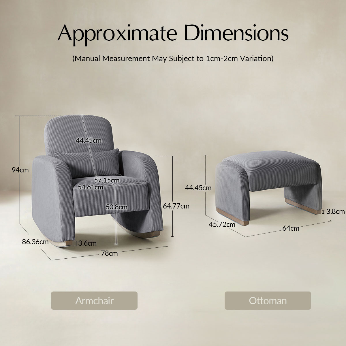 Richard Soft Corduroy Rocking Chair and Ottoman