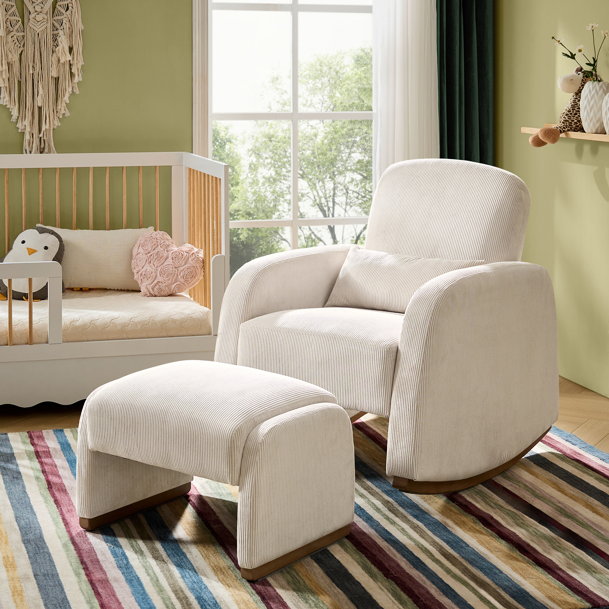 Richard Soft Corduroy Rocking Chair and Ottoman
