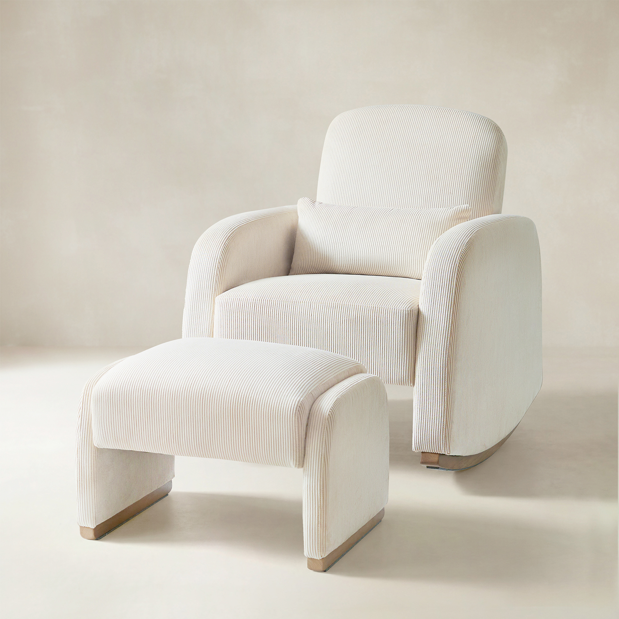 Richard Soft Corduroy Rocking Chair and Ottoman