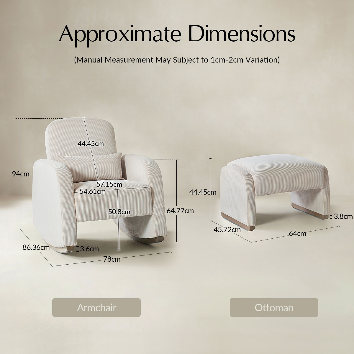 Richard Soft Corduroy Rocking Chair and Ottoman