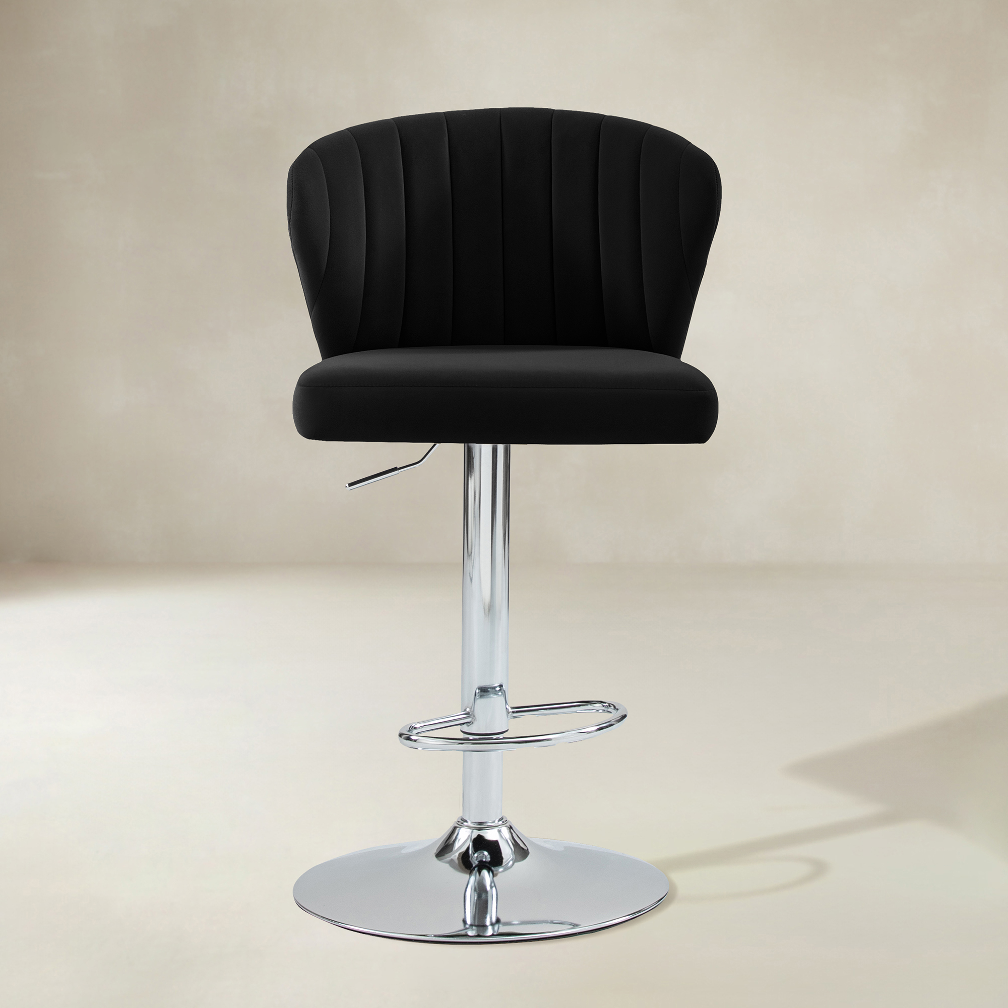 Troy Velvet Swivel Barstool Adjustable Height & Modern Design (Set of 1)