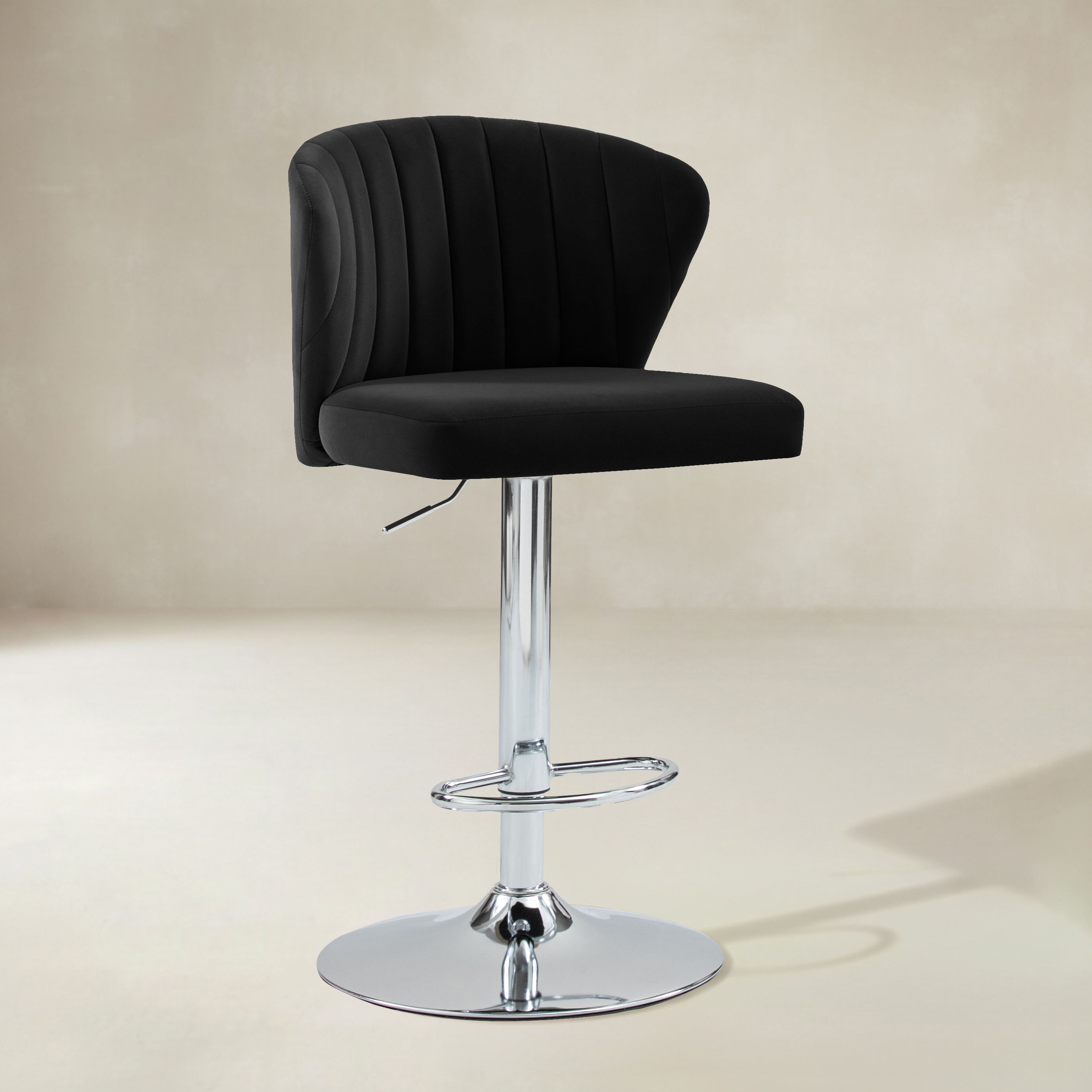 Troy Velvet Swivel Barstool Adjustable Height & Modern Design (Set of 1)