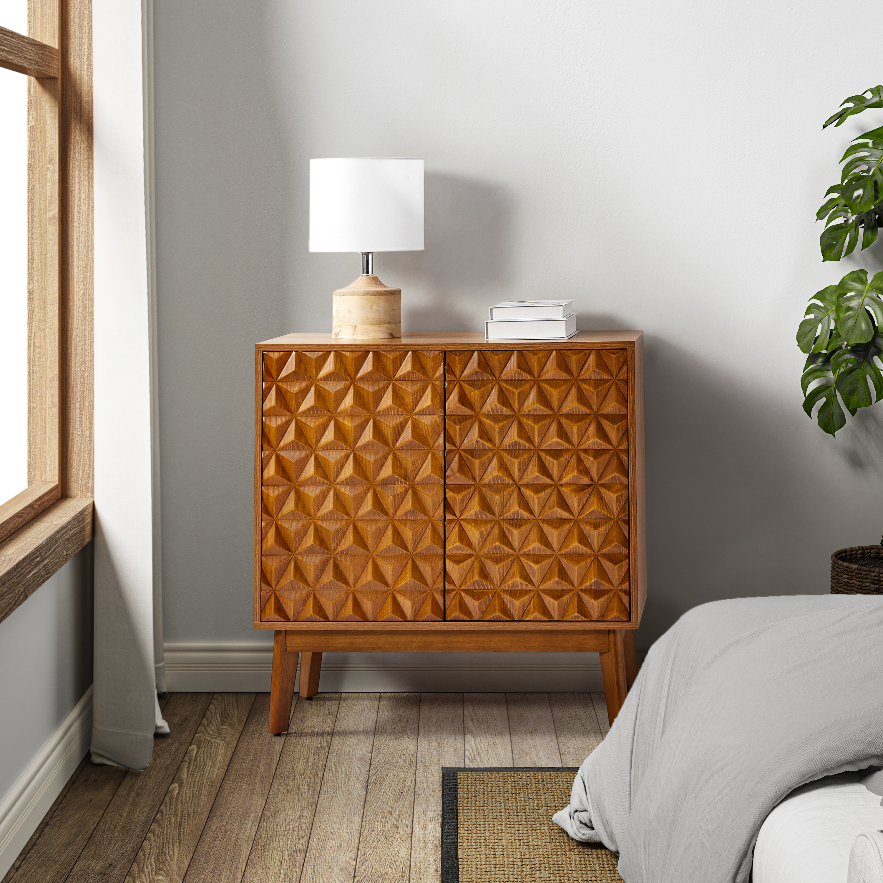 Benny 76cm Tall 2-Door Storage Cabinet with Solid Wood Doors