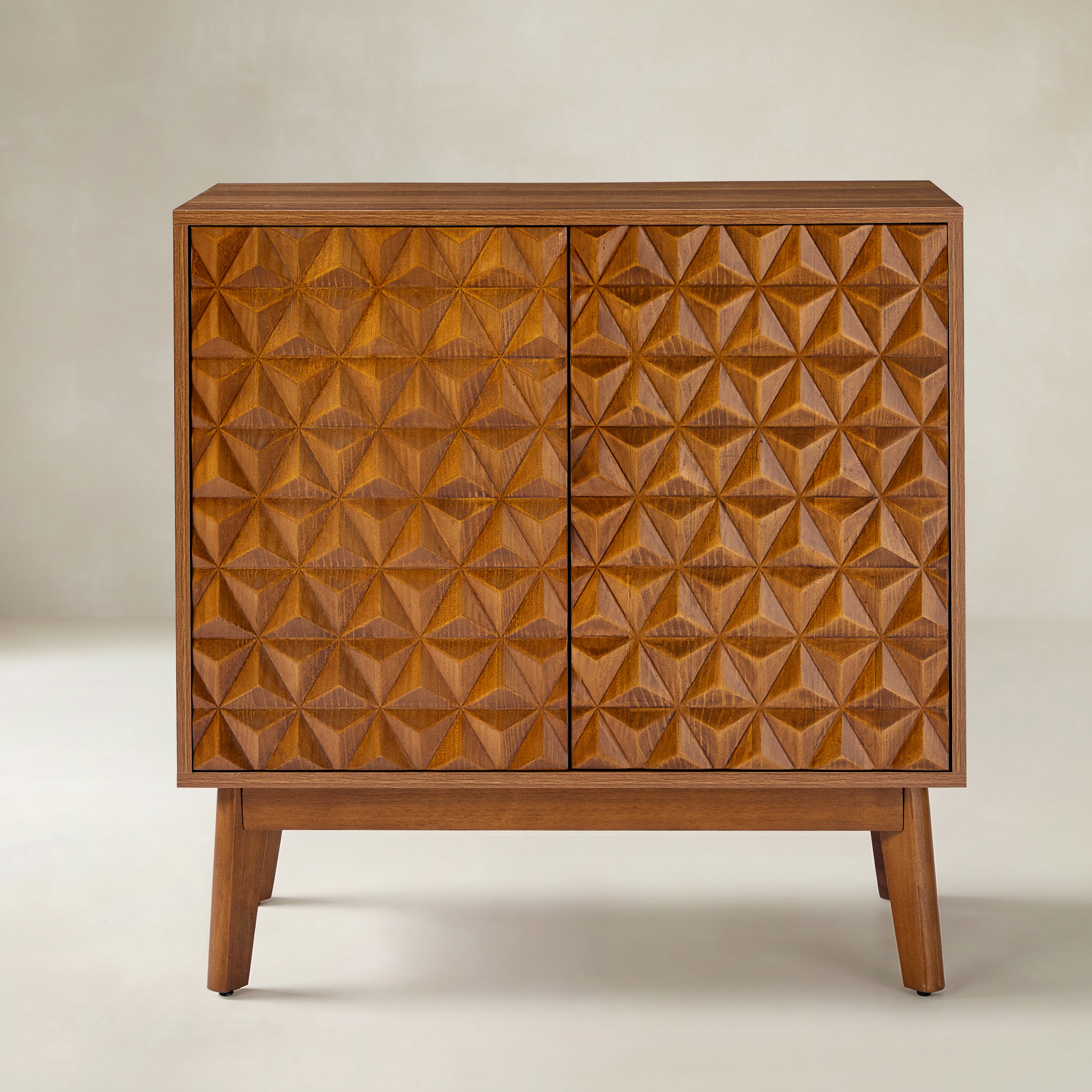 Benny 76cm Tall 2-Door Storage Cabinet with Solid Wood Doors