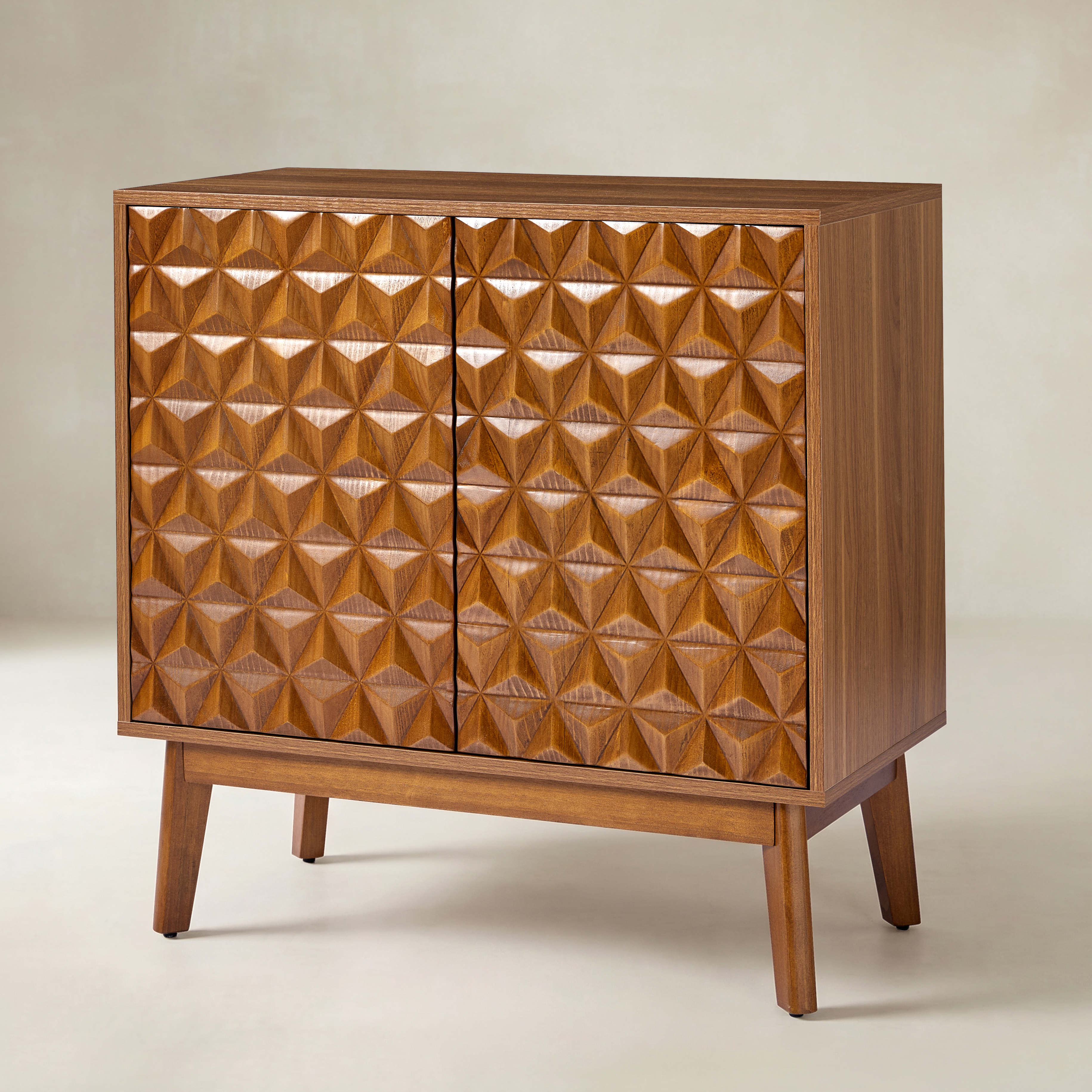 Benny 76cm Tall 2-Door Storage Cabinet with Solid Wood Doors