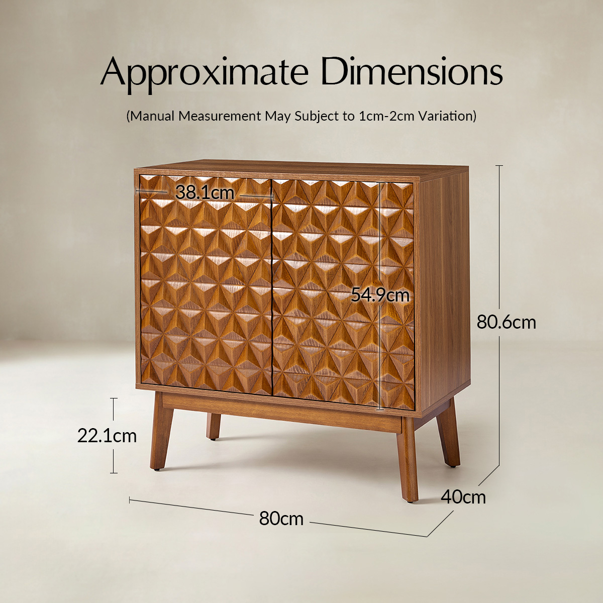 Benny 76cm Tall 2-Door Storage Cabinet with Solid Wood Doors