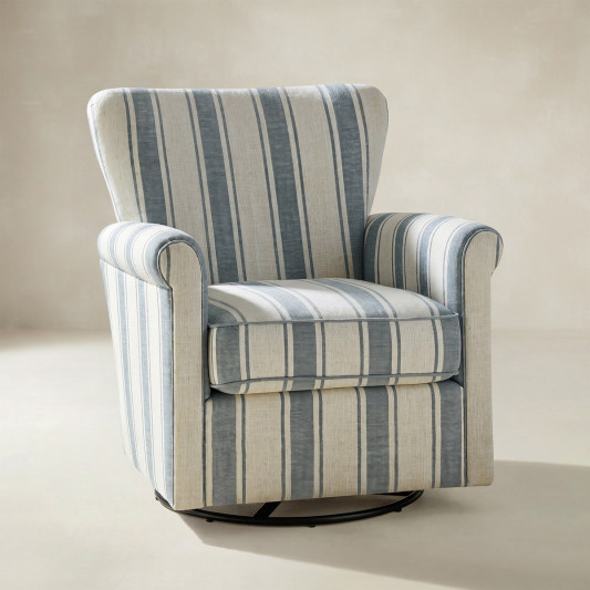 Christoph Floral Swivel Chair with Removable Back and Roll Arms