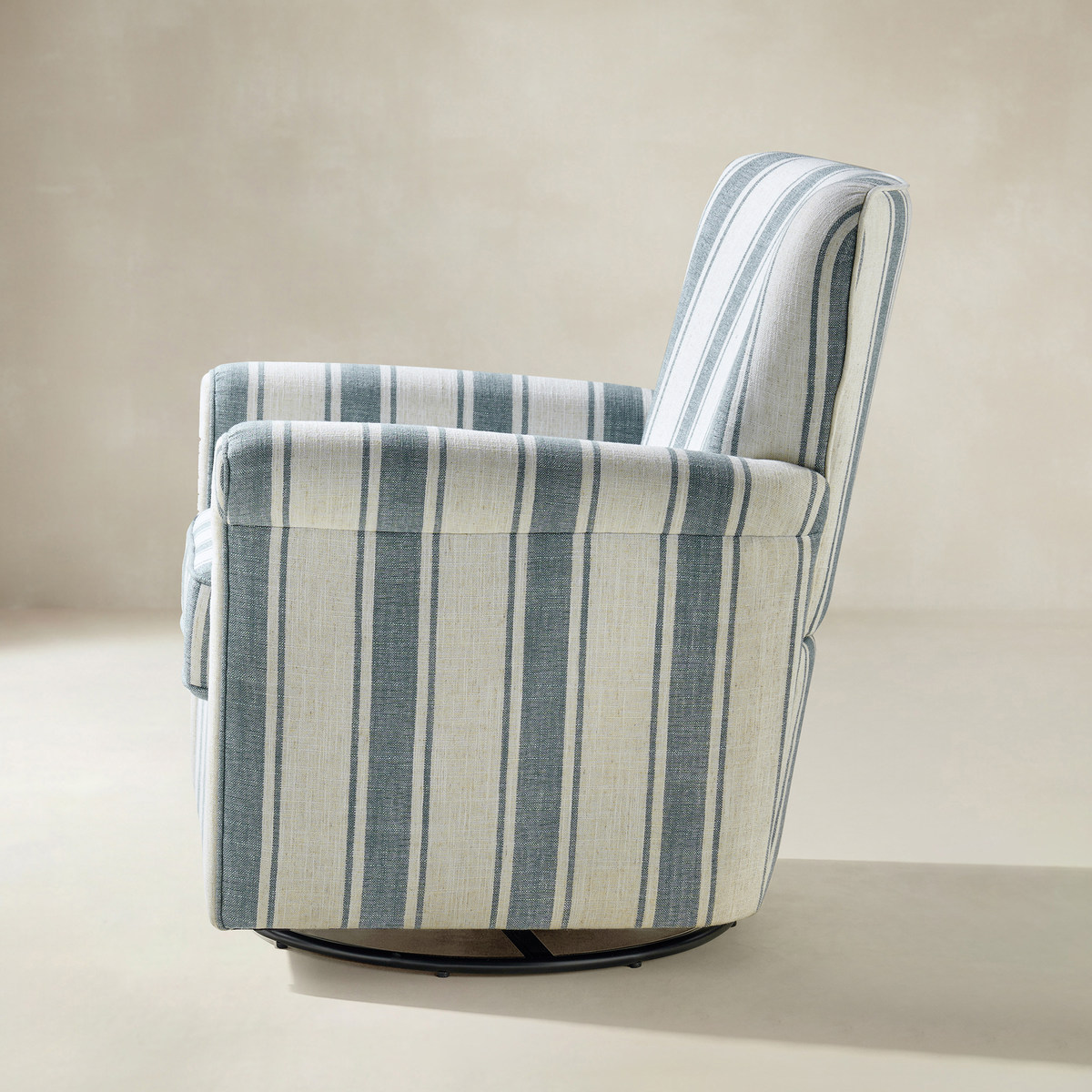 Christoph Floral Swivel Chair with Removable Back and Roll Arms