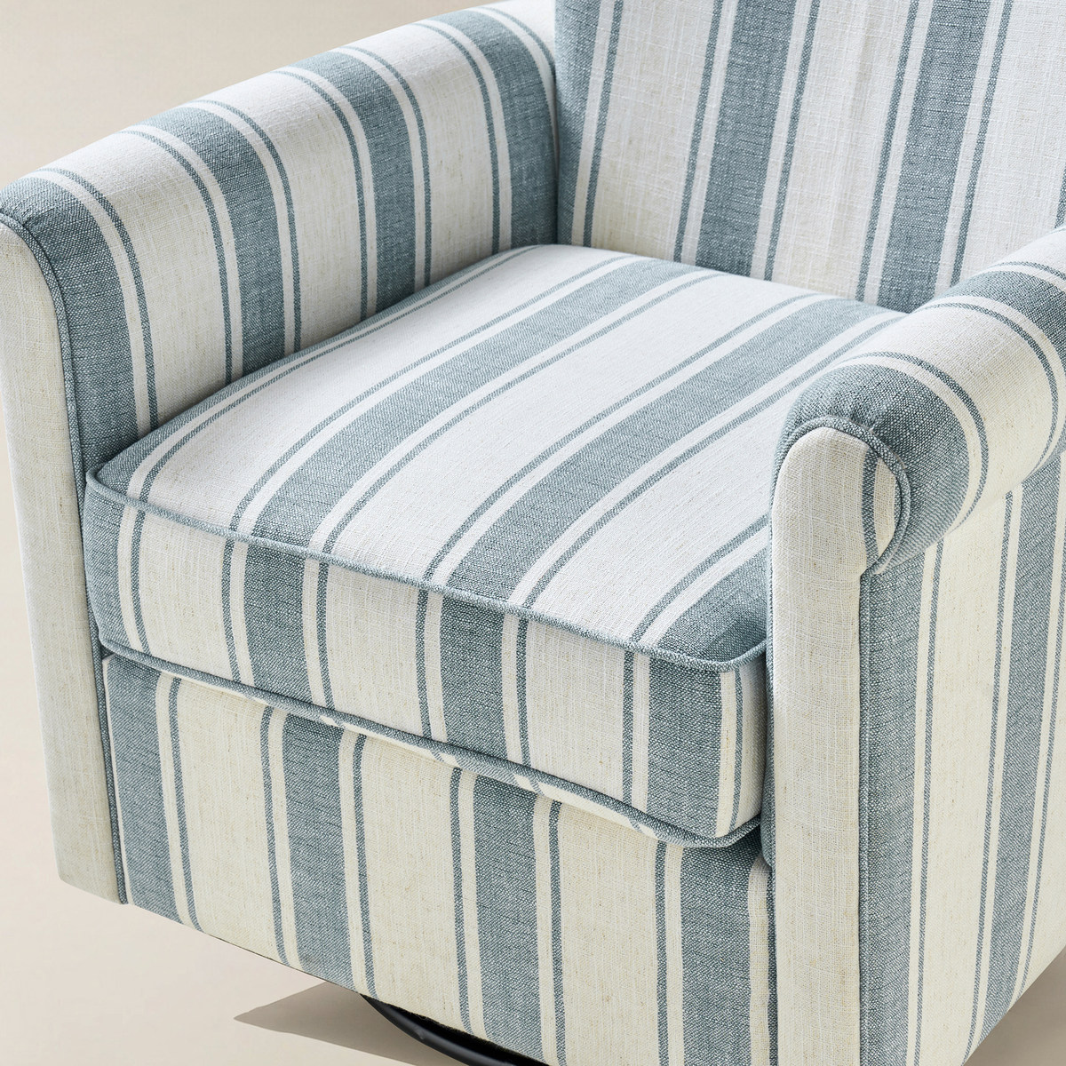 Christoph Floral Swivel Chair with Removable Back and Roll Arms