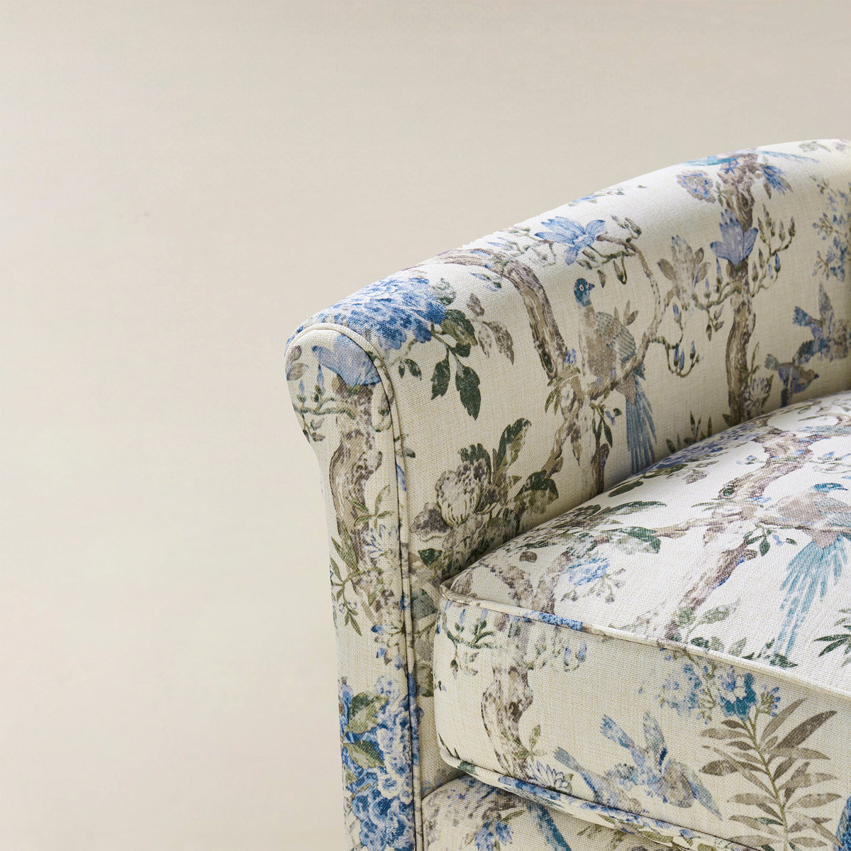 Christoph Floral Swivel Chair with Removable Back and Roll Arms