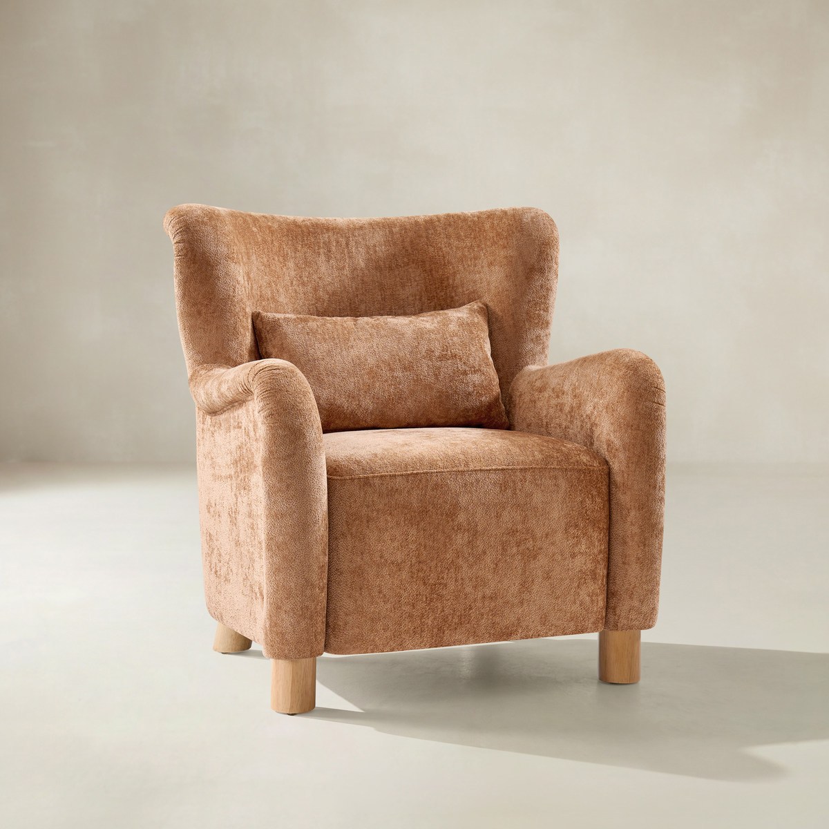 Jeraldo Boucle Wingback Accent Chair with Lumbar Pillow