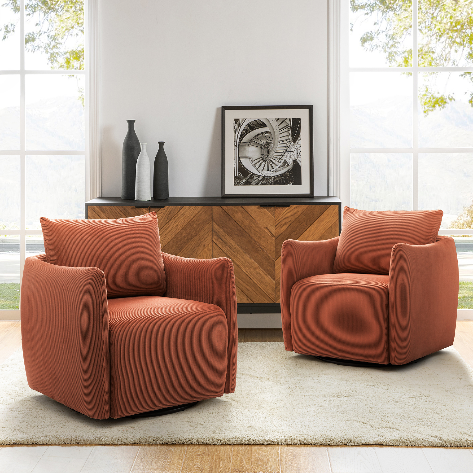 Angela 360-degree Swivel Barrel Modern Chair