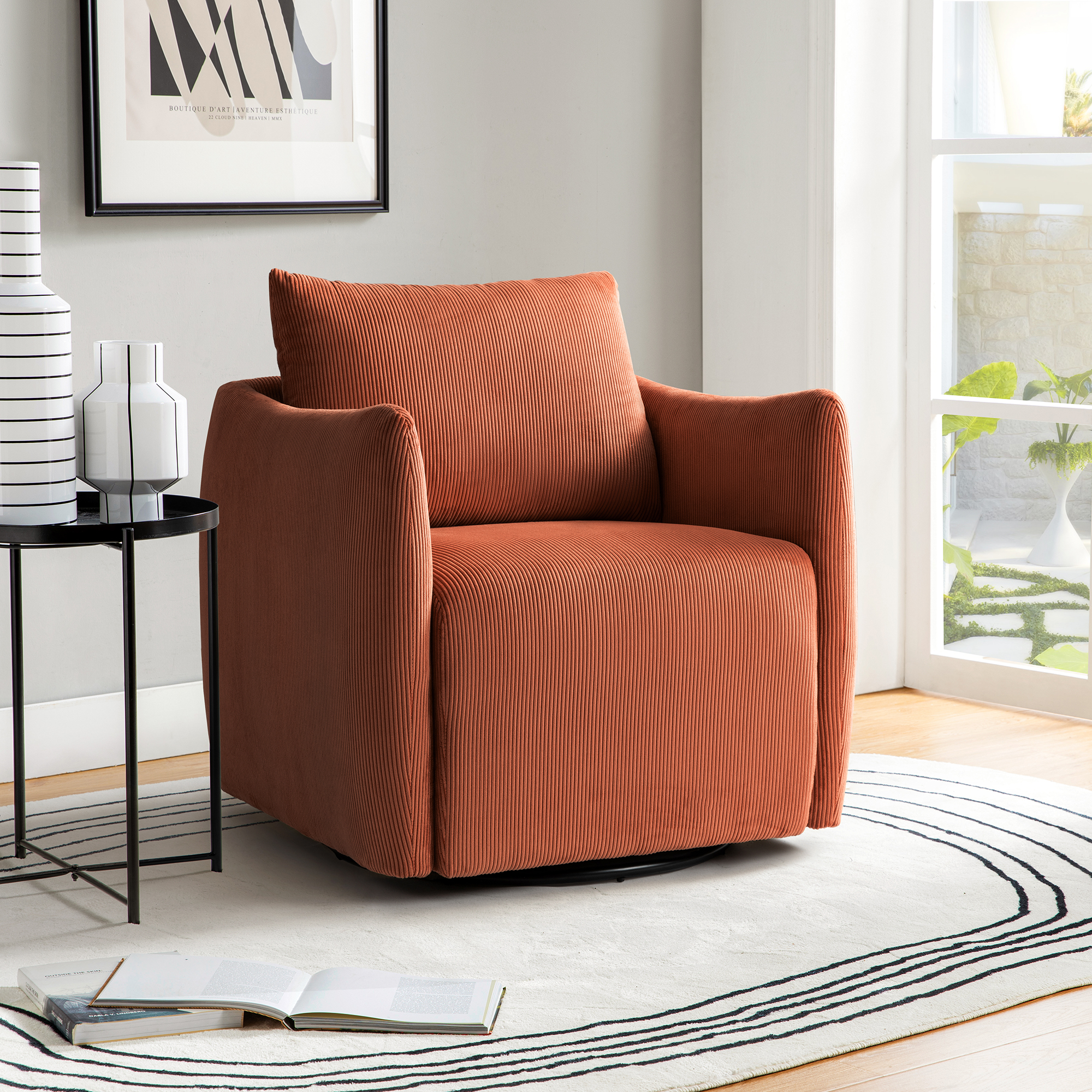 Angela 360-degree Swivel Barrel Modern Chair