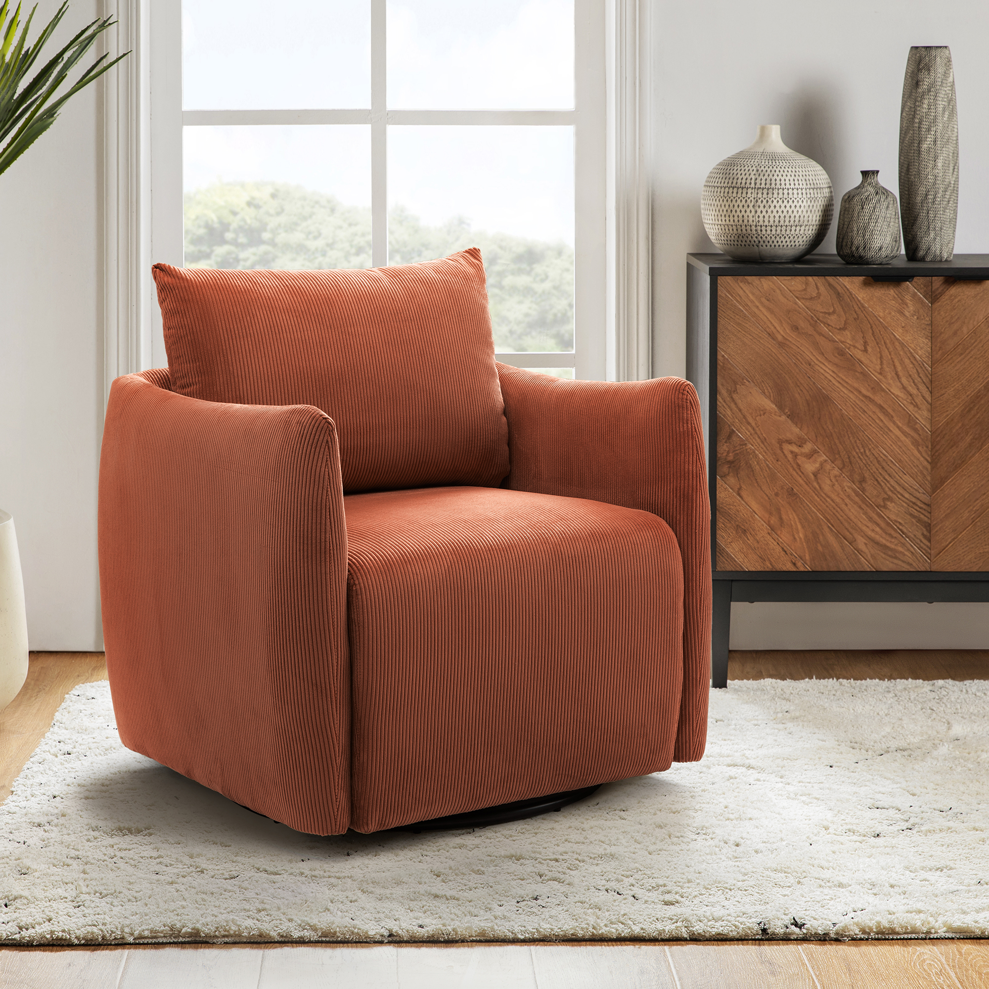 Angela 360-degree Swivel Barrel Modern Chair