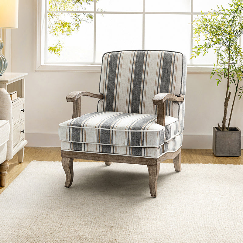 Randolph Elegant Farmhouse Style Armchair with Solid Wood Arms