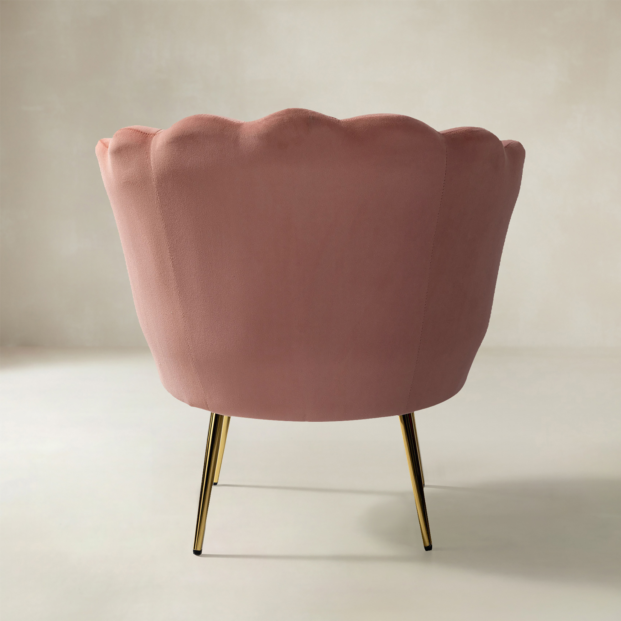 Evelia Velvet Scalloped Barrel Chair with Shell Shaped Back
