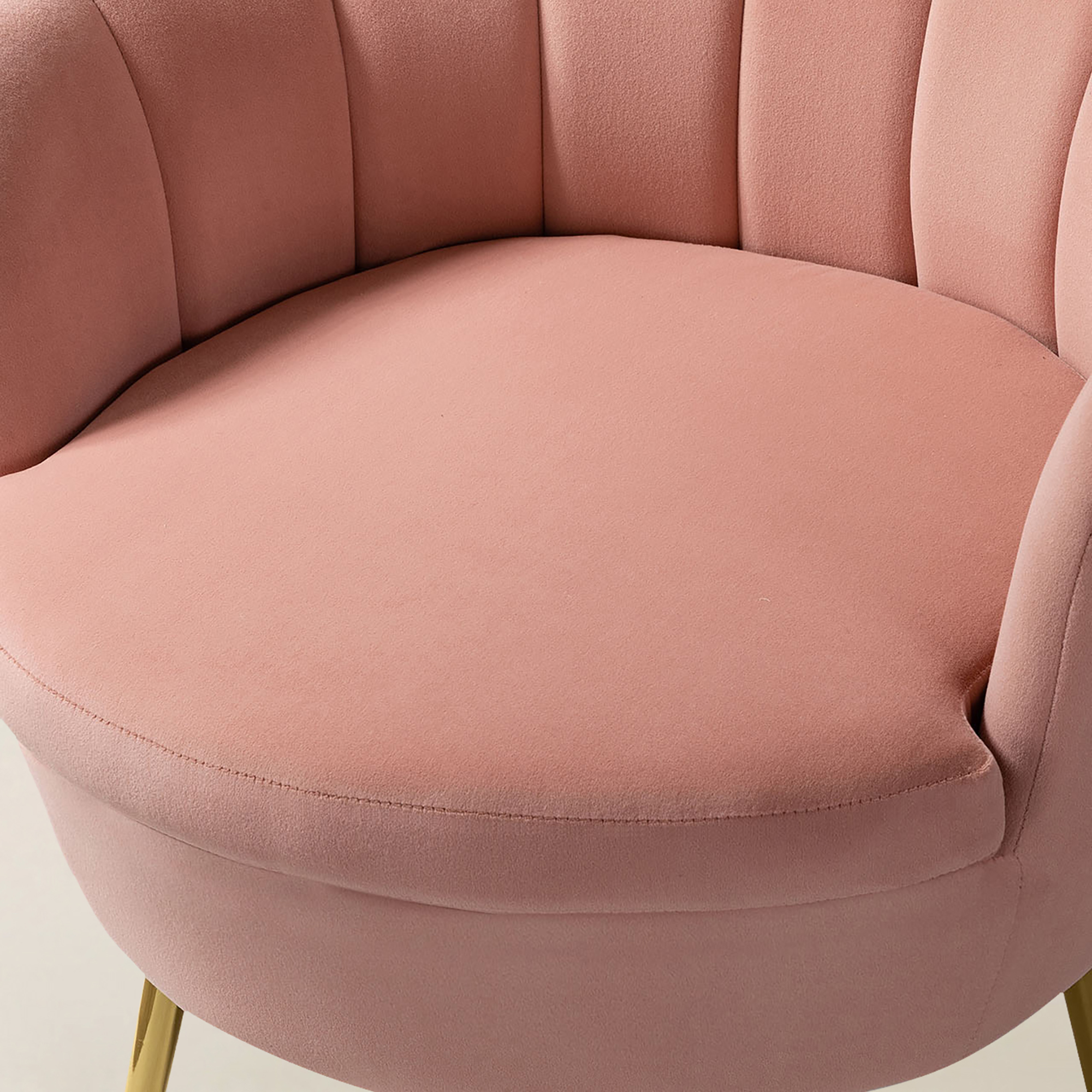 Evelia Velvet Scalloped Barrel Chair with Shell Shaped Back