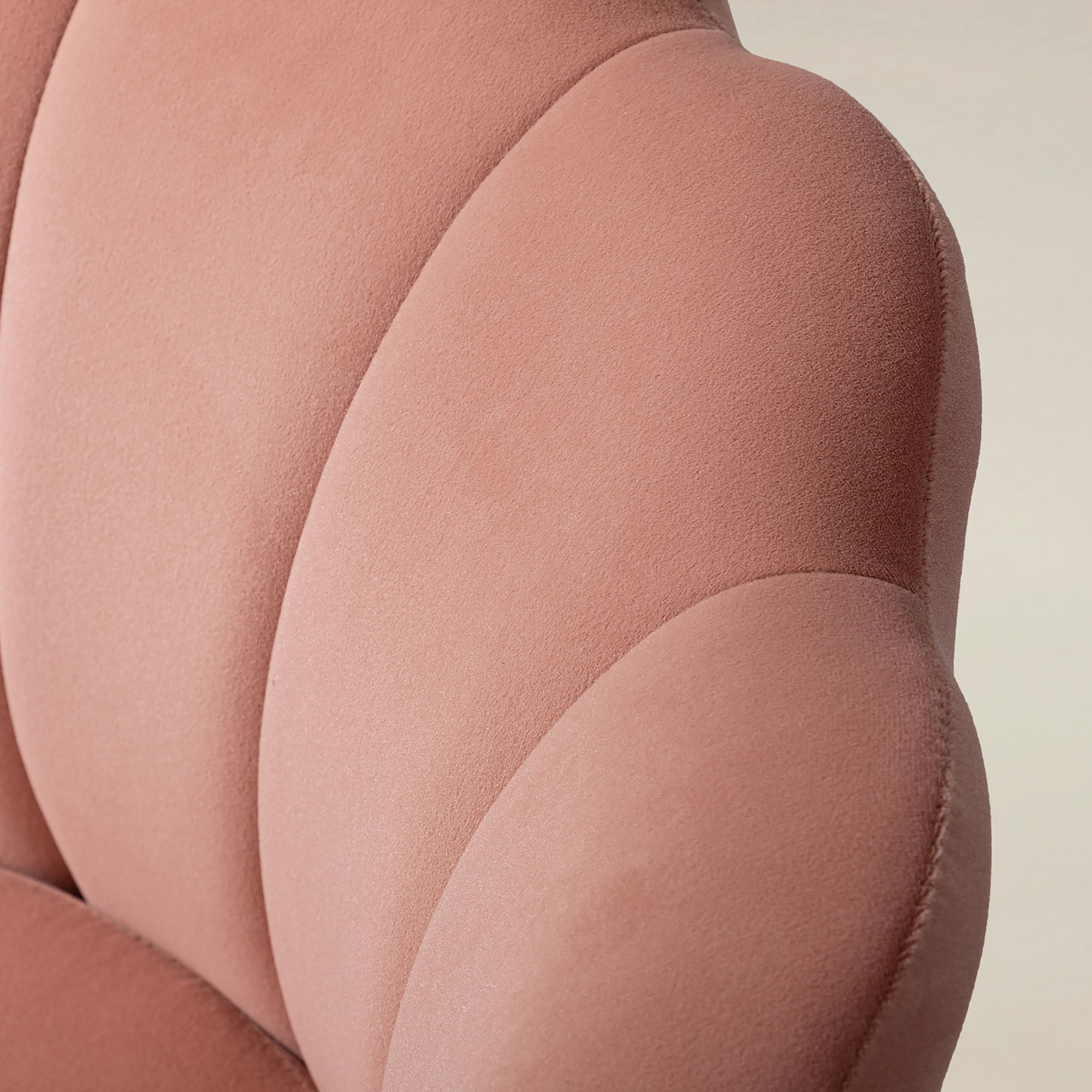 Evelia Velvet Scalloped Barrel Chair with Shell Shaped Back