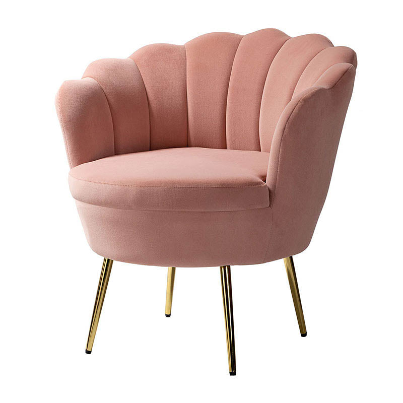 Evelia Velvet Scalloped Barrel Chair with Shell Shaped Back