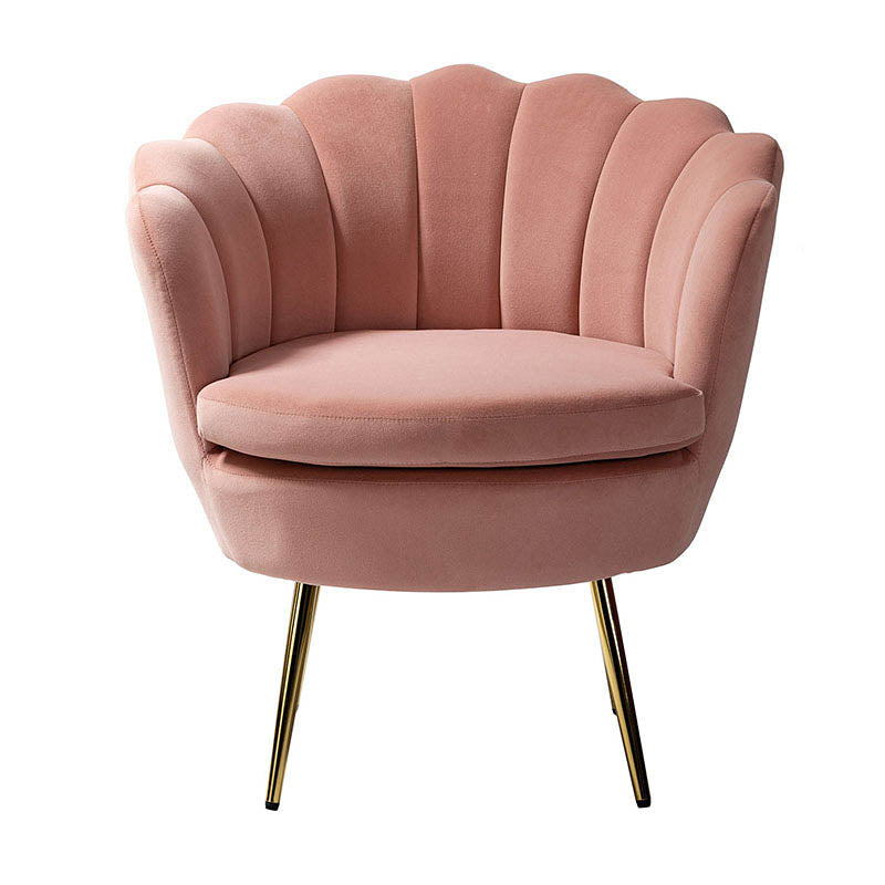 Evelia Velvet Scalloped Barrel Chair with Shell Shaped Back
