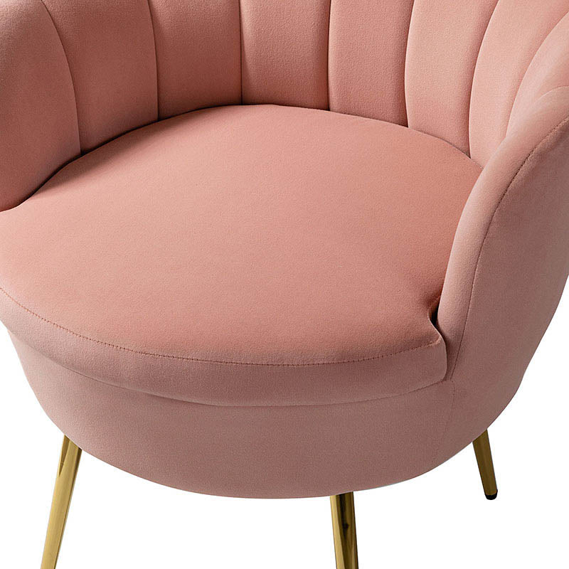 Evelia Velvet Scalloped Barrel Chair with Shell Shaped Back