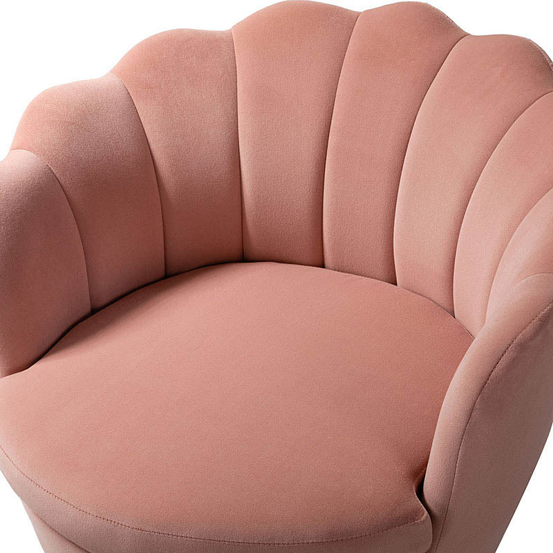 Evelia Velvet Scalloped Barrel Chair with Shell Shaped Back