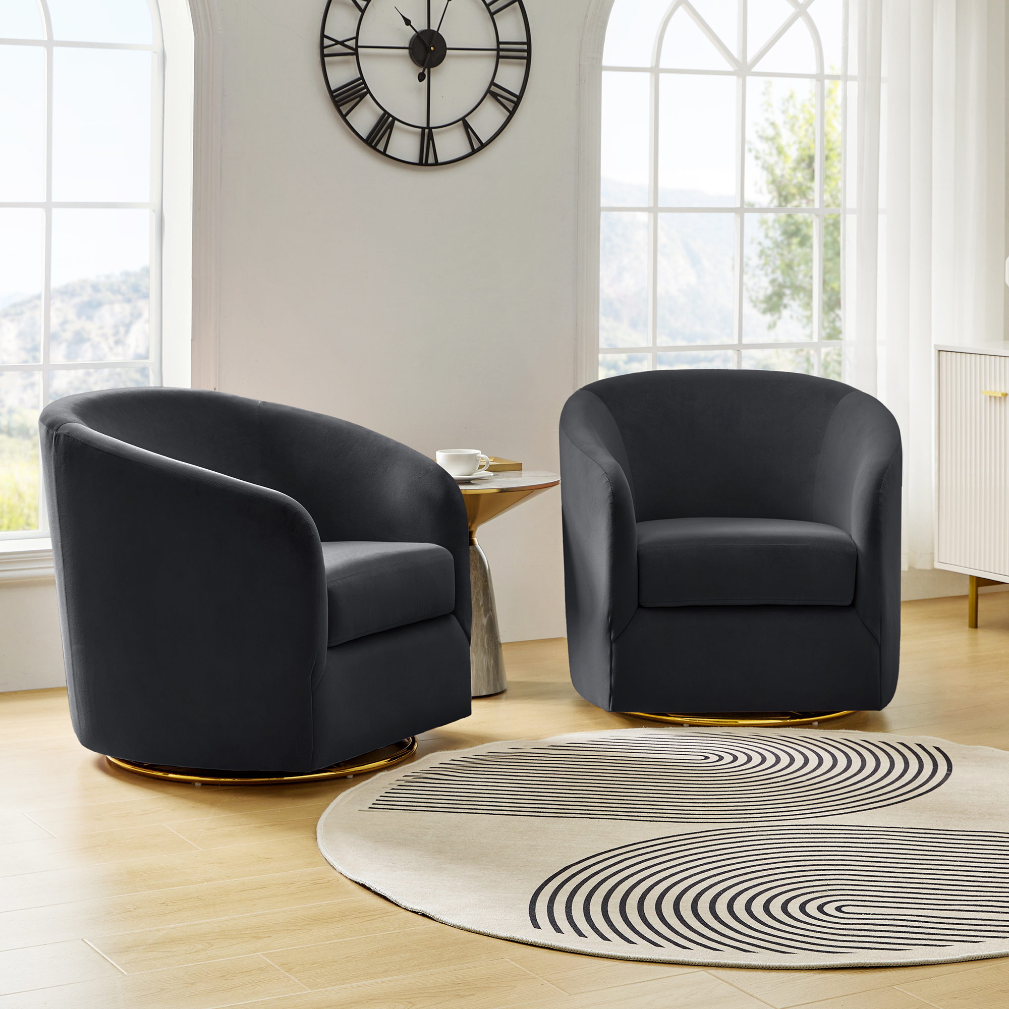 Emanuela Velvet Swivel Barrel Armchair